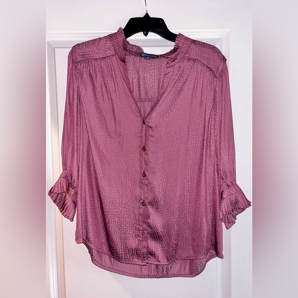 Democracy Dusty Mauve Button-Front Blouse